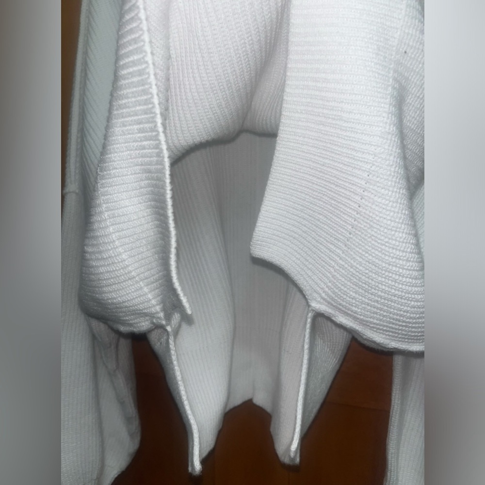 aerie White Oversized Cropped Waffle-Knit Sweater - Picture 4 of 6